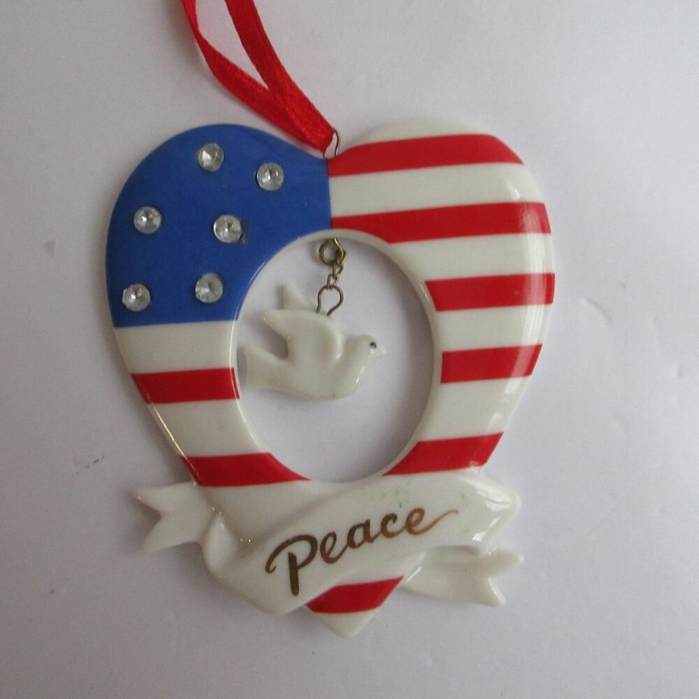 USA God Bless America Glass Christmas Ornament & Avon Patriotic Flag Lot of 4 - Picture 2 of 15